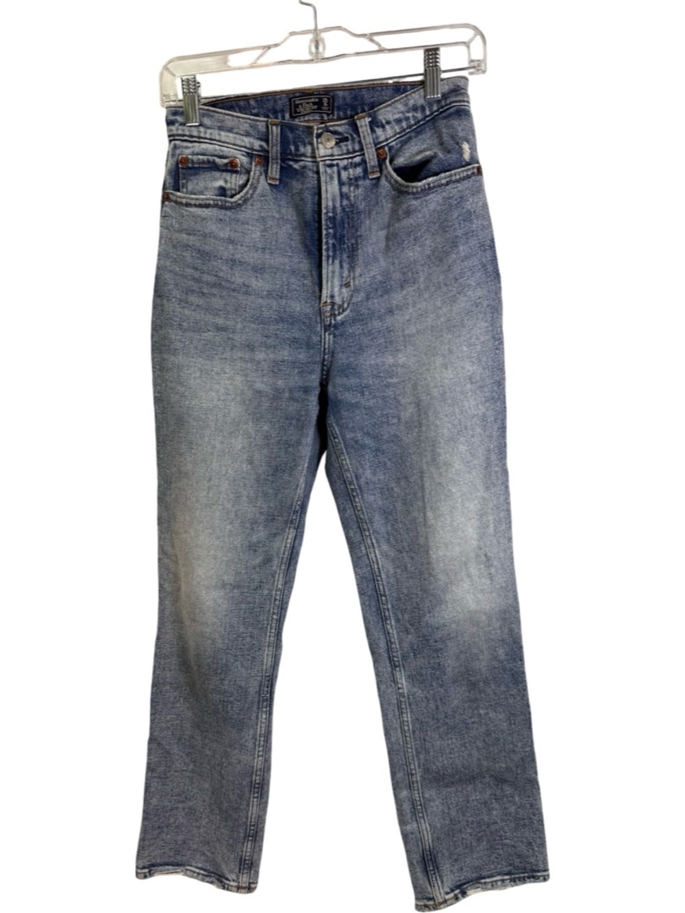 Abercrombie & Fitch Ultra High Rise Straight Raw Hem Jeans 25